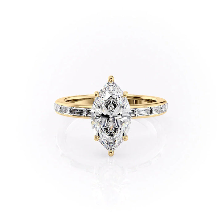 The Johanna Set With Marquise Side Stone Lab Diamond 1 Carat 14K Gold#material_14k-gold