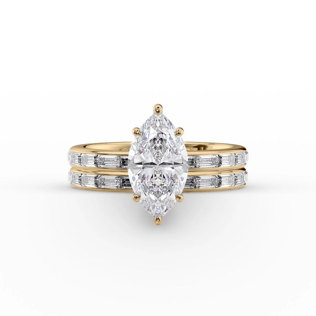 The Johanna Set With Marquise Side Stone Lab Diamond 2 Carat 14K Gold#material_14k-gold