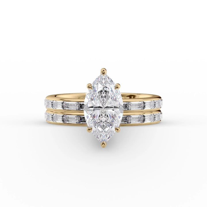 The Johanna Set With Marquise Side Stone Lab Diamond 2 Carat 14K Gold#material_14k-gold