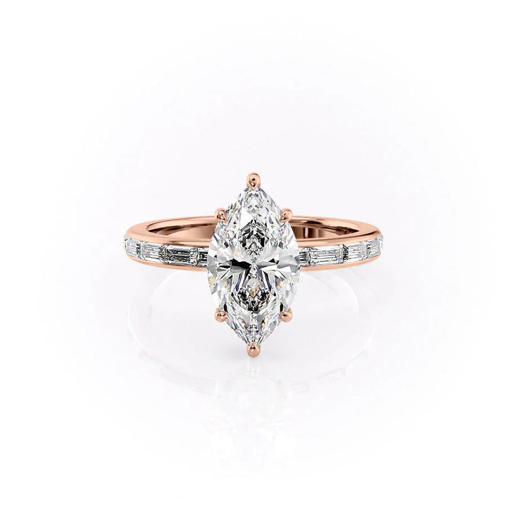 The Johanna Set With Marquise Side Stone Lab Diamond 1 Carat 14K Rose#material_14k-rose