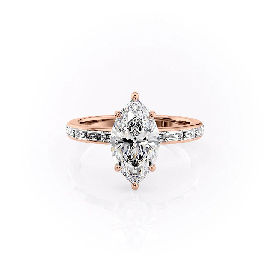 The Johanna Set With Marquise Side Stone Moissanite#material_14k-rose