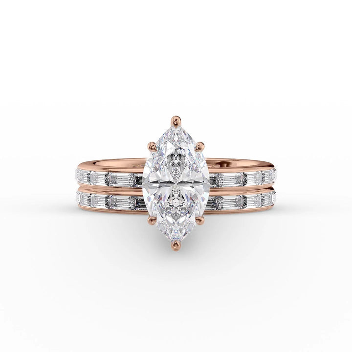 The Johanna Set With Marquise Side Stone Lab Diamond 2 Carat 14K Rose#material_14k-rose