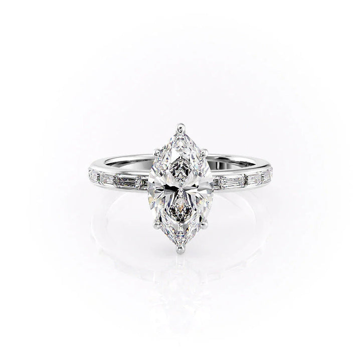 The Johanna Set With Marquise Side Stone Lab Diamond 1 Carat 14K White#material_14k-white