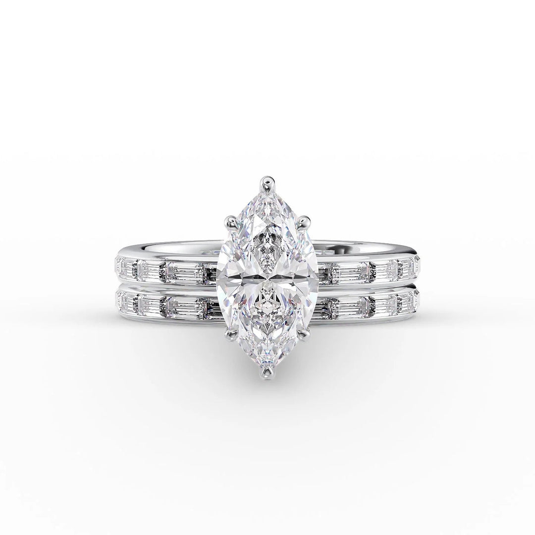 The Johanna Set With Marquise Side Stone Lab Diamond 2 Carat 14K White#material_14k-white