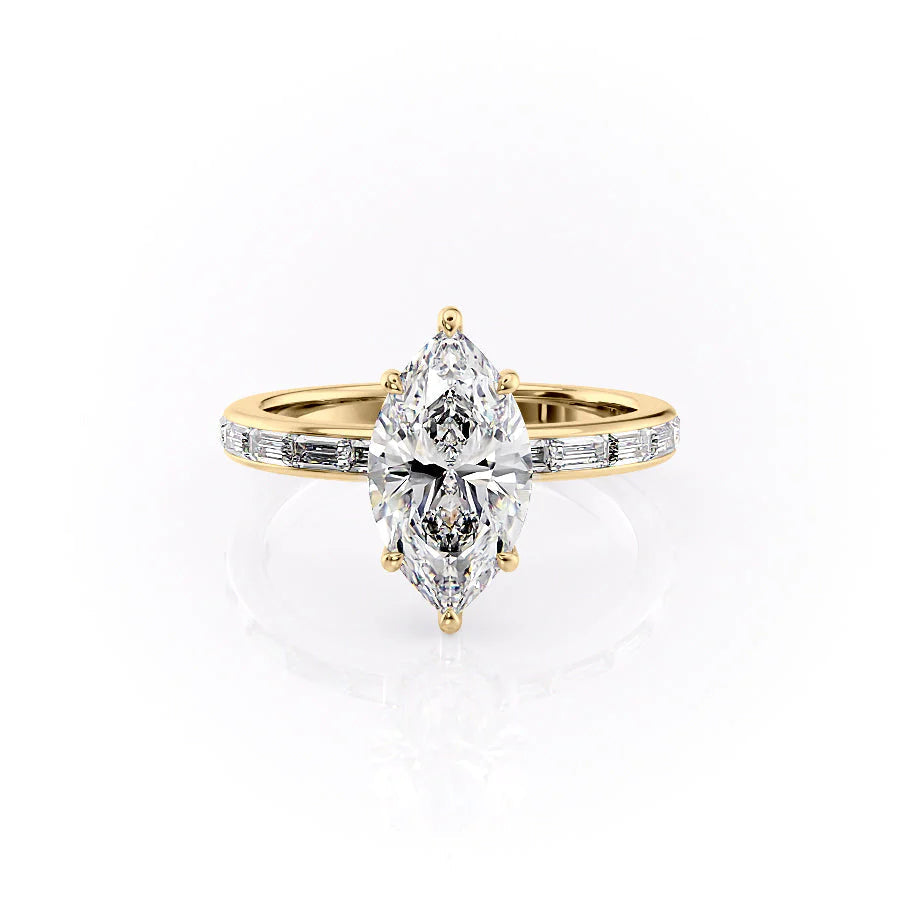 The Johanna Set With Marquise Side Stone Lab Diamond 1 Carat 18K Gold#material_18k-gold