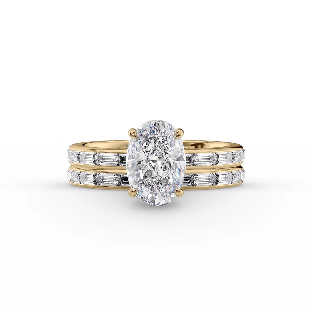 The Johanna Set With Oval Side Stone Lab Diamond 2 Carat 14K Gold#material_14k-gold