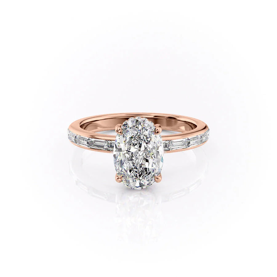 The Johanna Set With Oval Side Stone Lab Diamond 1 Carat 14K Rose#material_14k-rose