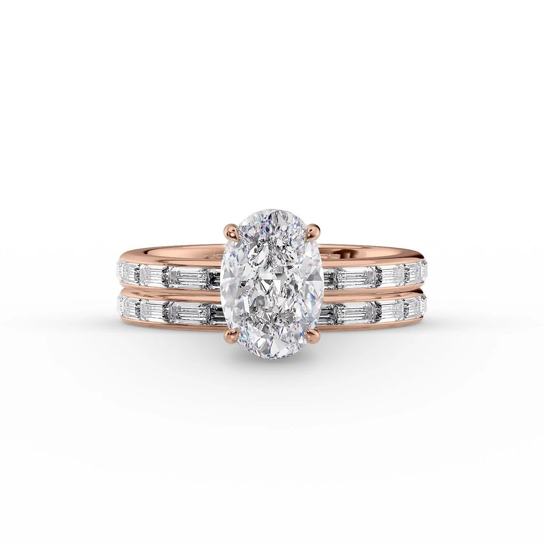 The Johanna Set With Oval Side Stone Lab Diamond 2 Carat 14K Rose#material_14k-rose