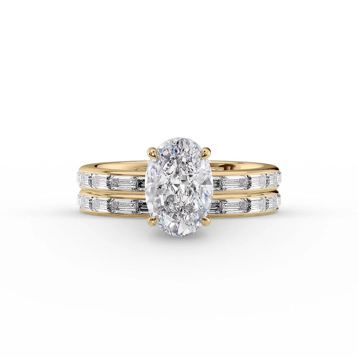 The Johanna Set With Oval Side Stone Lab Diamond 2 Carat 18K Gold#material_18k-gold