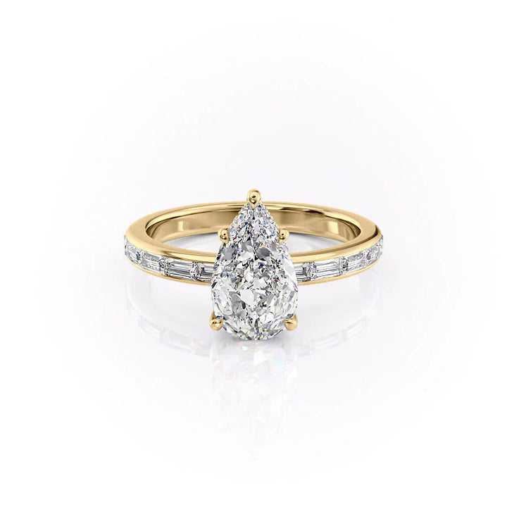 The Johanna Set With Pear Side Stone Lab Diamond 1 Carat 14K Gold#material_14k-gold