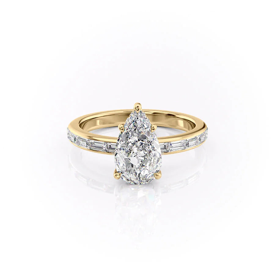 The Johanna Set With Pear Side Stone Moissanite#material_14k-gold