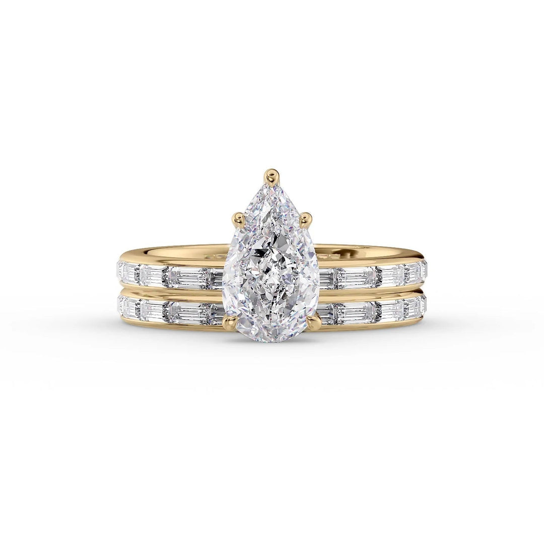 The Johanna Set With Pear Side Stone Lab Diamond 2 Carat 14K Gold#material_14k-gold