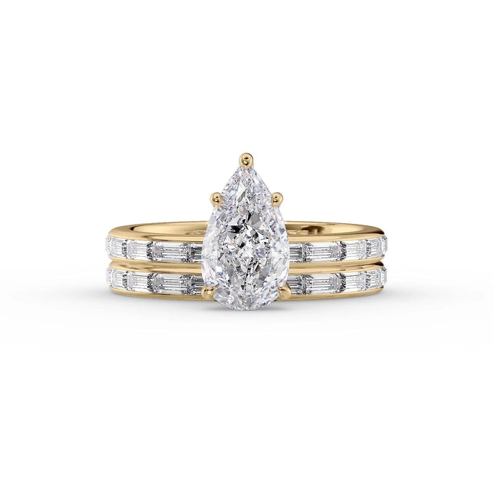 The Johanna Set With Pear Side Stone Lab Diamond 2 Carat 18K Gold#material_18k-gold