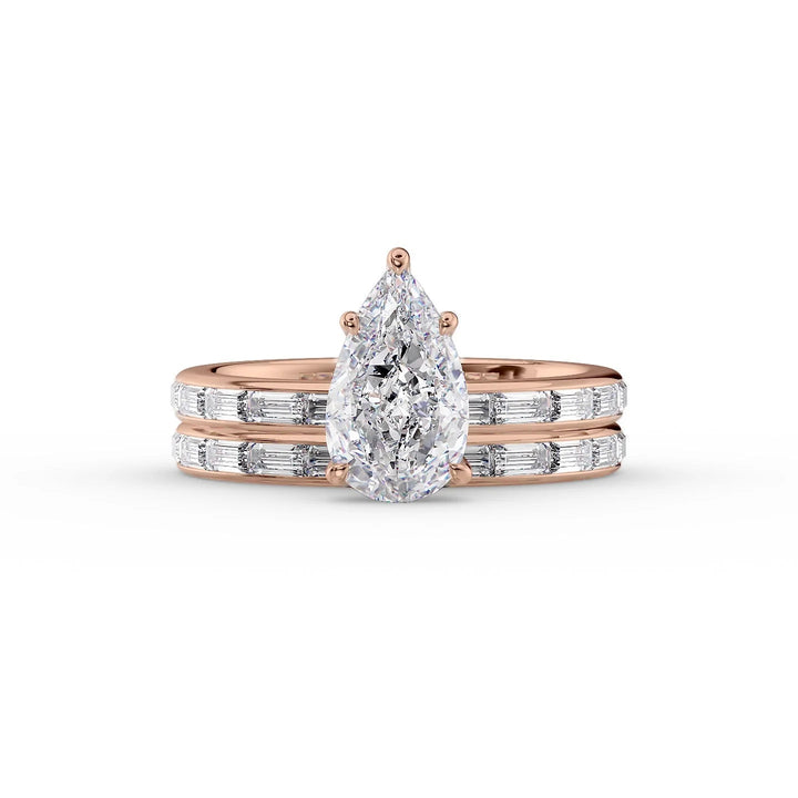 The Johanna Set With Pear Side Stone Lab Diamond 2 Carat 18K Rose#material_18k-rose