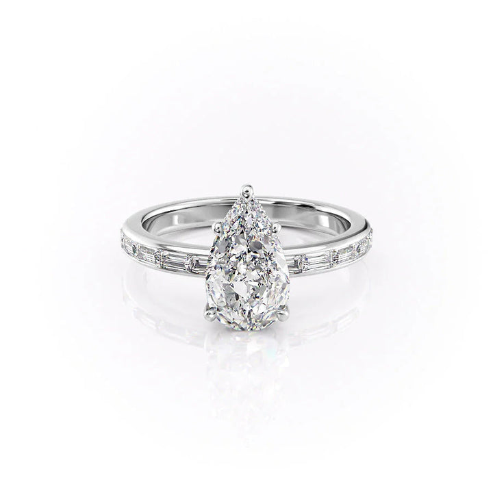 The Johanna Set With Pear Side Stone Lab Diamond 1 Carat 18K White#material_18k-white