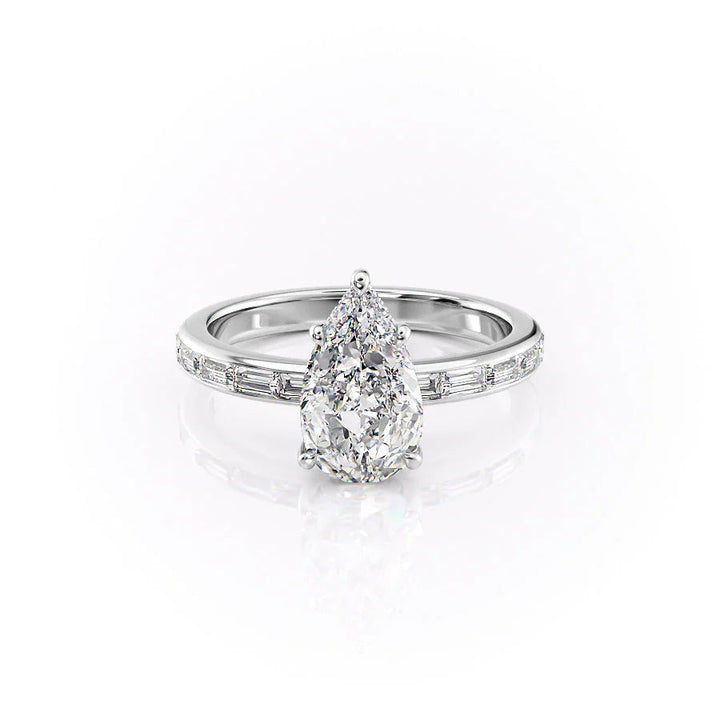 The Johanna Set With Pear Side Stone Moissanite#material_18k-white