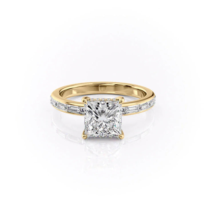 The Johanna Set With Princess Side Stone Lab Diamond 1 Carat 14K Gold#material_14k-gold