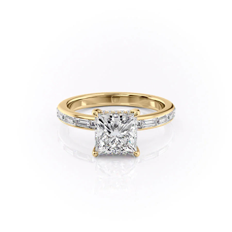 The Johanna Set With Princess Side Stone Moissanite#material_14k-gold