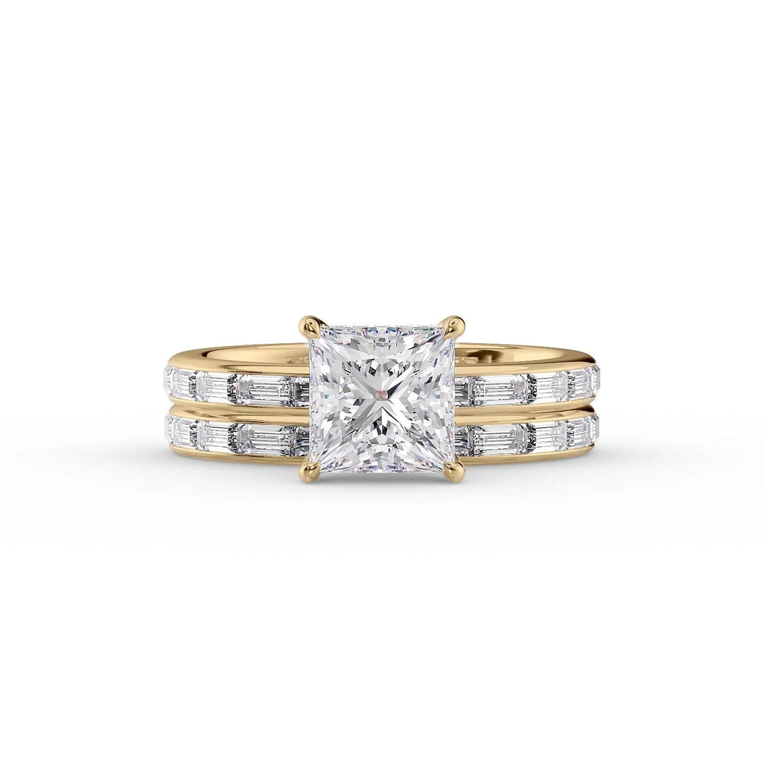 The Johanna Set With Princess Side Stone Lab Diamond 2 Carat 14K Gold#material_14k-gold