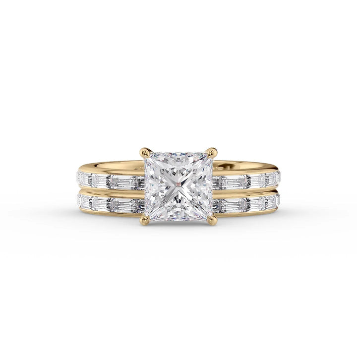 The Johanna Set With Princess Side Stone Moissanite#material_14k-gold