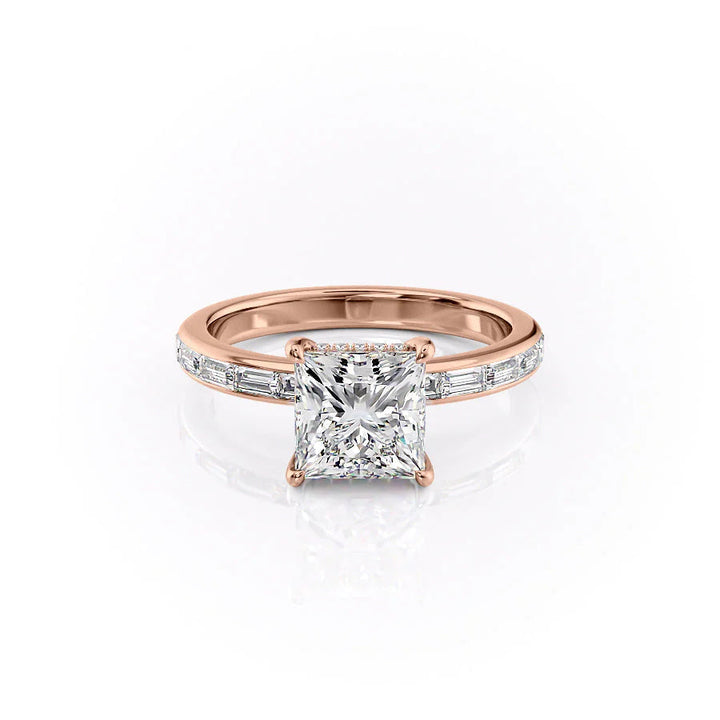 The Johanna Set With Princess Side Stone Lab Diamond 1 Carat 14K Rose#material_14k-rose