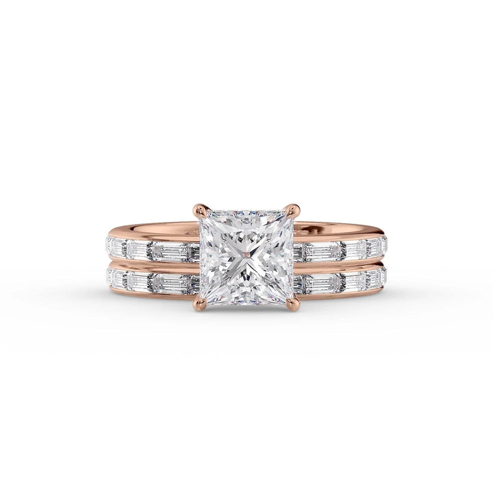 The Johanna Set With Princess Side Stone Lab Diamond 2 Carat 14K Rose#material_14k-rose