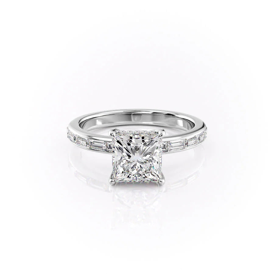 The Johanna Set With Princess Side Stone Moissanite#material_14k-white