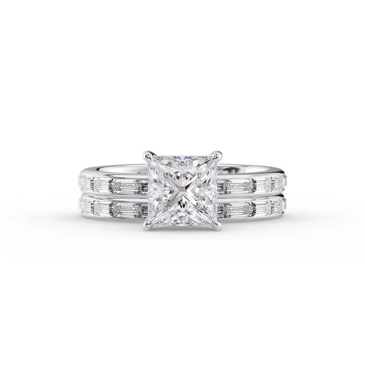 The Johanna Set With Princess Side Stone Lab Diamond 2 Carat 14K White#material_14k-white