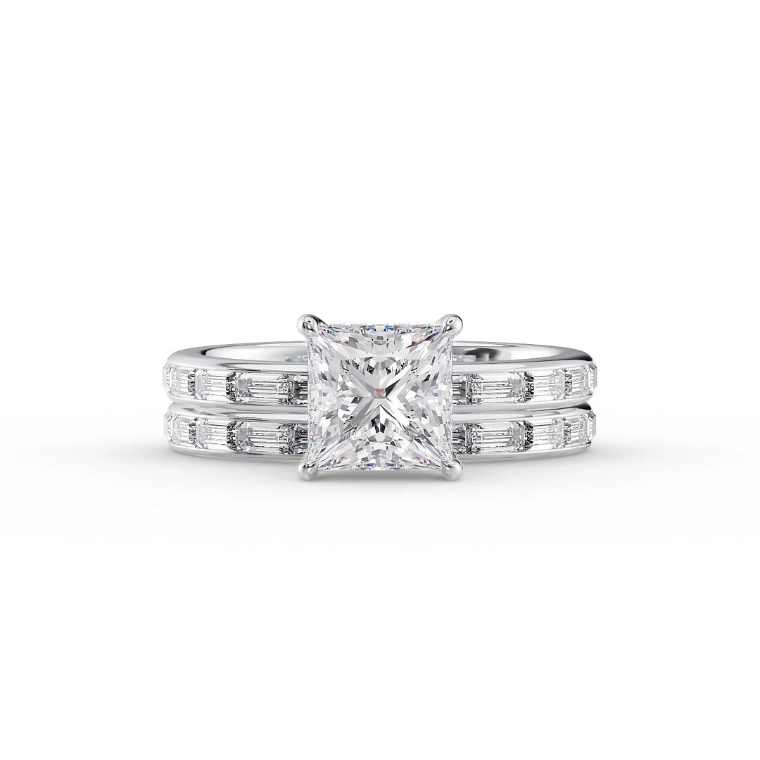 The Johanna Set With Princess Side Stone Moissanite#material_14k-white