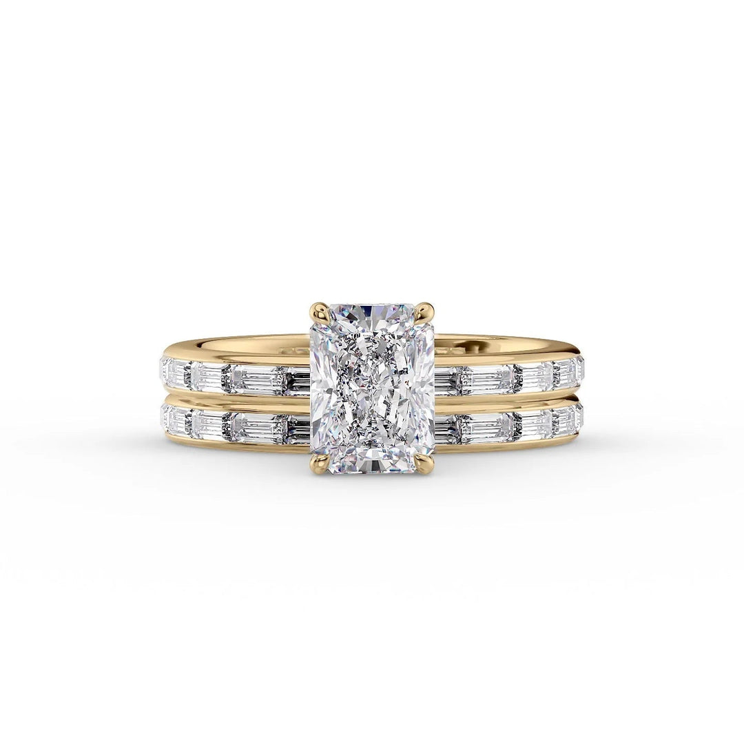 The Johanna Set With Radiant Side Stone Lab Diamond 2 Carat 14K Gold#material_14k-gold