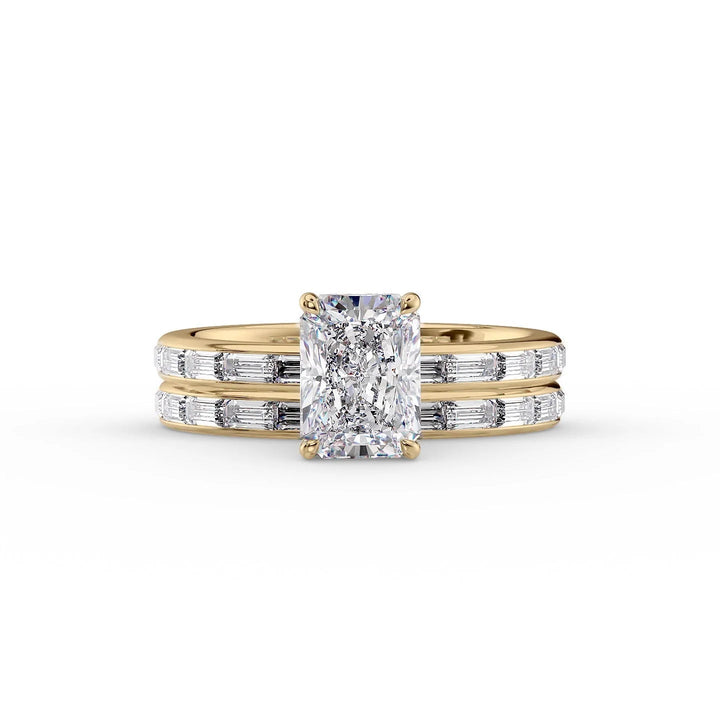 The Johanna Set With Radiant Side Stone Moissanite#material_14k-gold