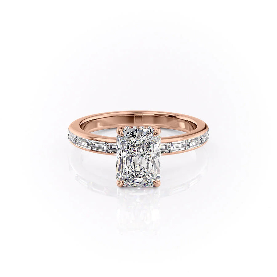 The Johanna Set With Radiant Side Stone Lab Diamond 1 Carat 14K Rose#material_14k-rose