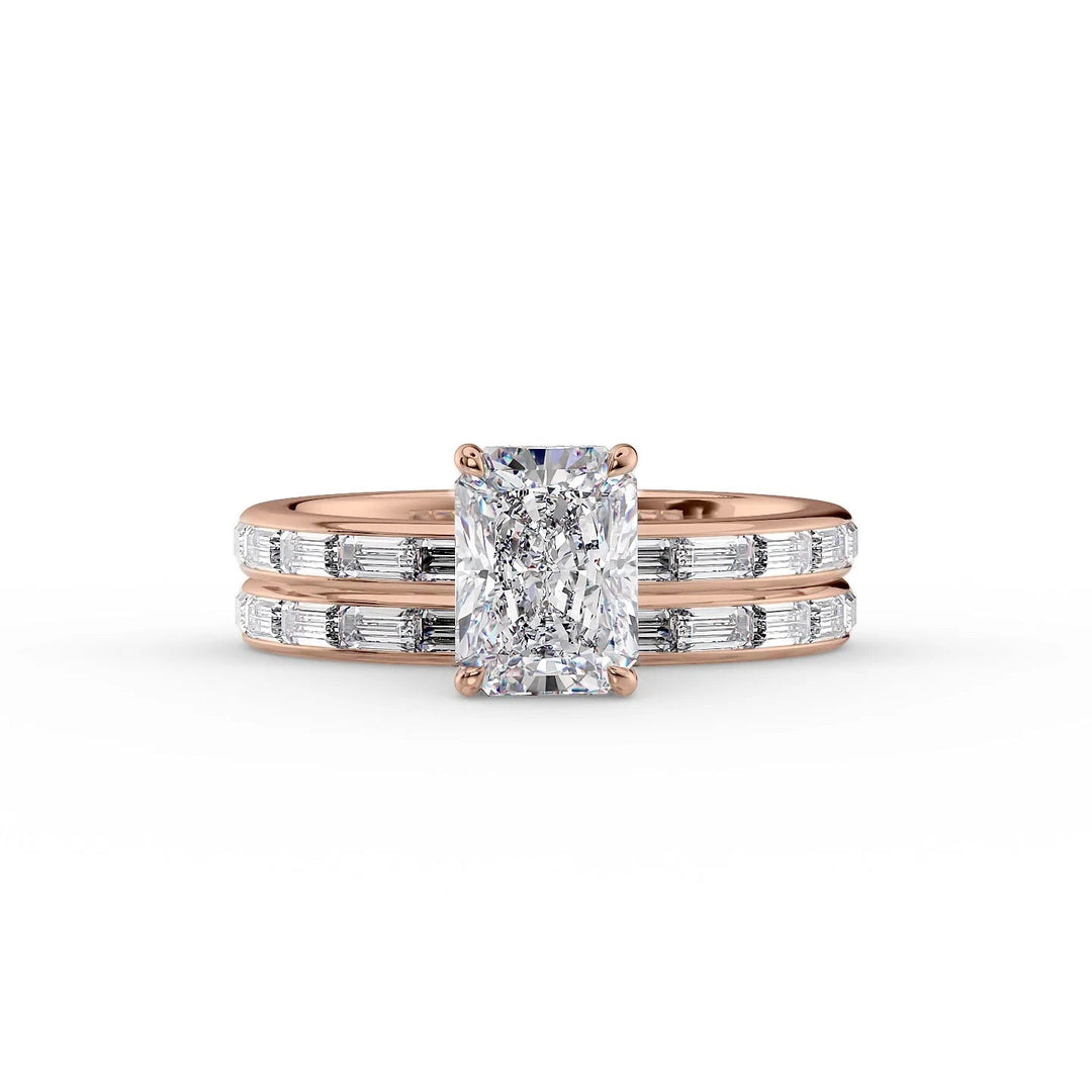 The Johanna Set With Radiant Side Stone Lab Diamond 2 Carat 14K Rose#material_14k-rose