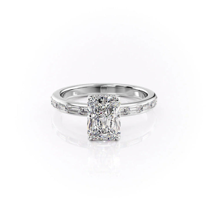 The Johanna Set With Radiant Side Stone Lab Diamond 1 Carat 14K White#material_14k-white