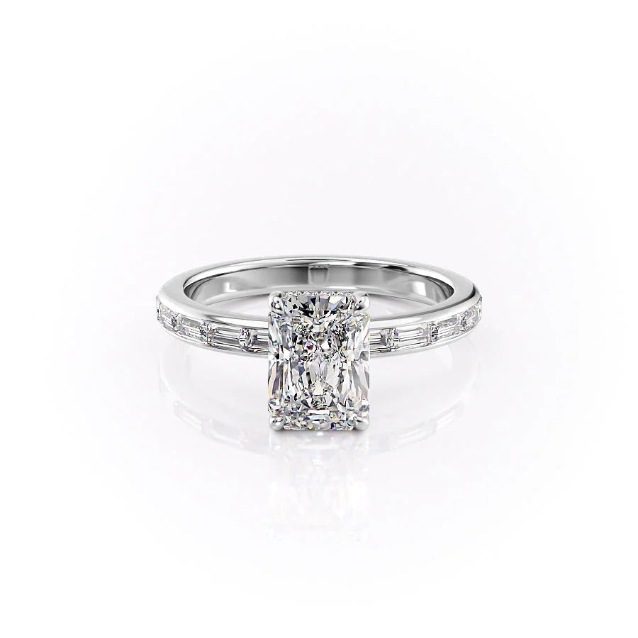 The Johanna Set With Radiant Side Stone Moissanite#material_14k-white