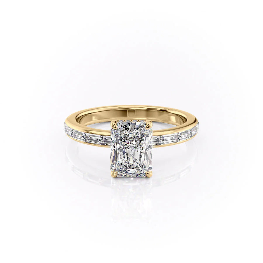 The Johanna Set With Radiant Side Stone Moissanite#material_18k-gold