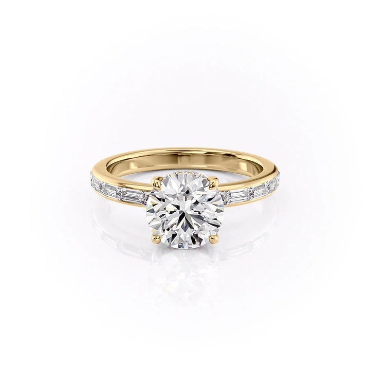 The Johanna Set With Round Side Stone Lab Diamond 1 Carat 14K Gold#material_14k-gold