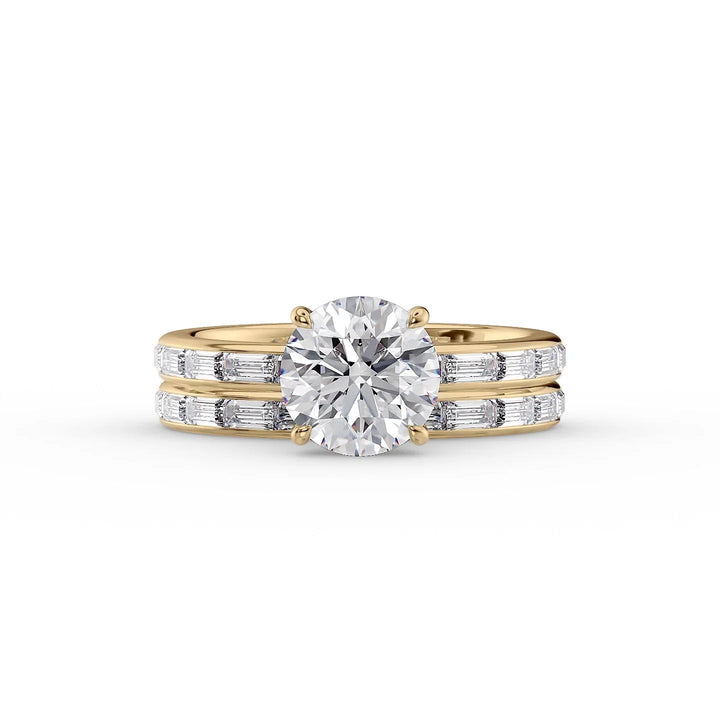 The Johanna Set With Round Side Stone Lab Diamond 2 Carat 14K Gold#material_14k-gold