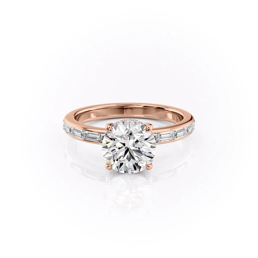 The Johanna Set With Round Side Stone Lab Diamond 1 Carat 14K Rose#material_14k-rose