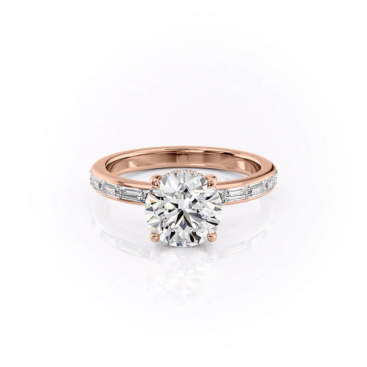 The Johanna Set With Round Side Stone Moissanite#material_14k-rose