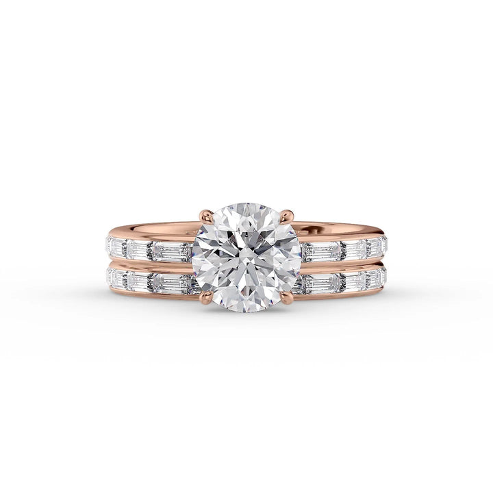 The Johanna Set With Round Side Stone Lab Diamond 2 Carat 14K Rose#material_14k-rose