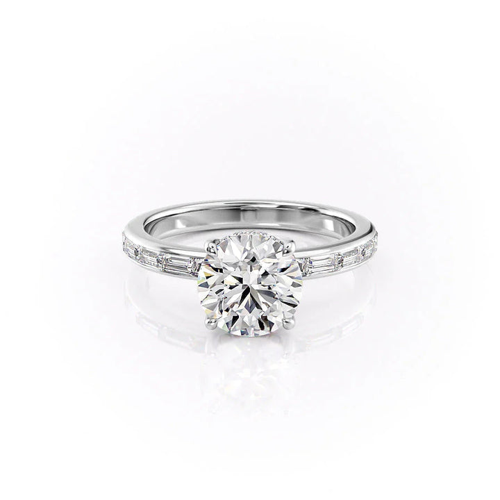 The Johanna Set With Round Side Stone Lab Diamond 1 Carat 14K White#material_14k-white