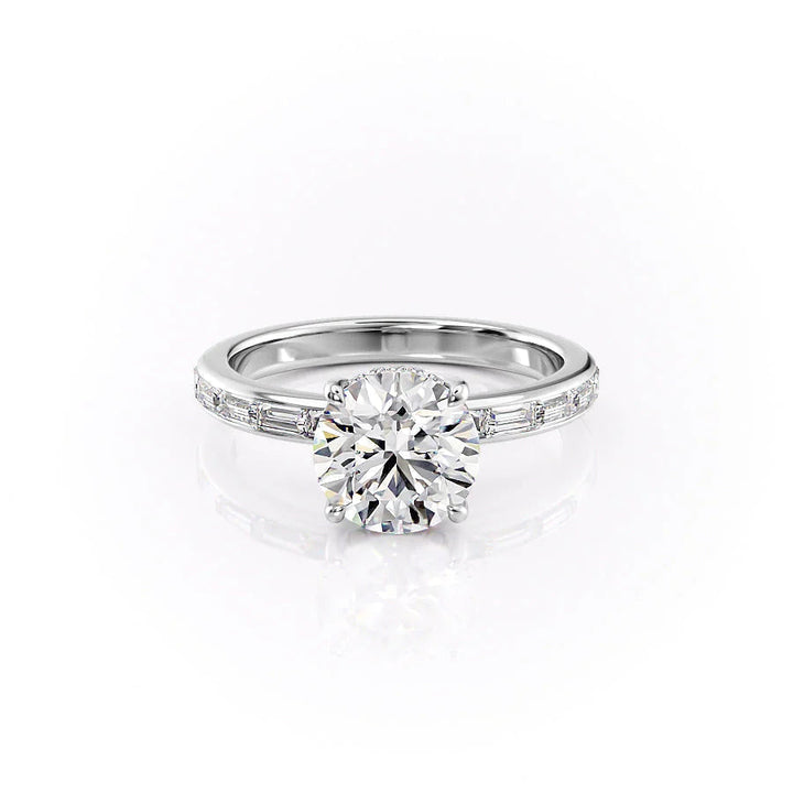 The Johanna Set With Round Side Stone Moissanite#material_14k-white