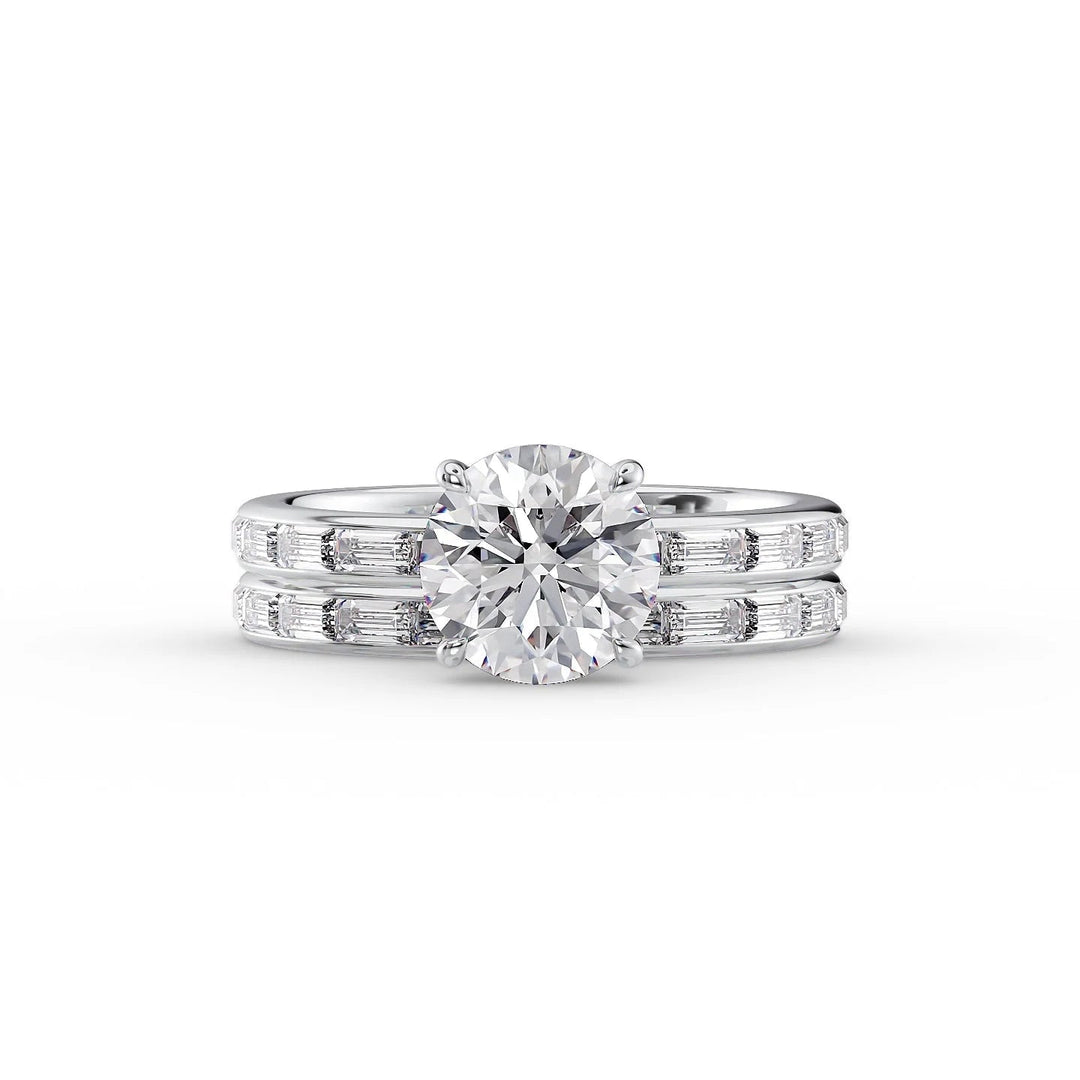 The Johanna Set With Round Side Stone Lab Diamond 2 Carat 14K White#material_14k-white