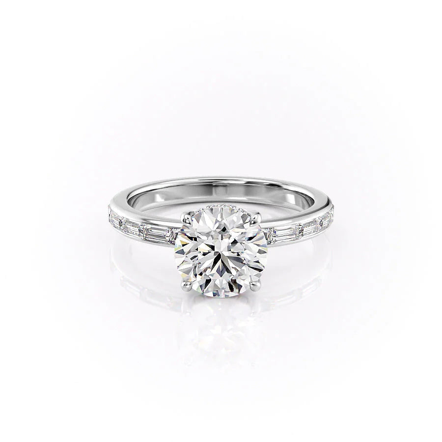 The Johanna Set With Round Side Stone Lab Diamond 1 Carat 18K White#material_18k-white