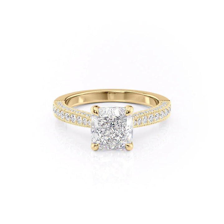 The Josephine Set With Cushion Vintage Lab Diamond 1 Carat 14K Gold#material_14k-gold