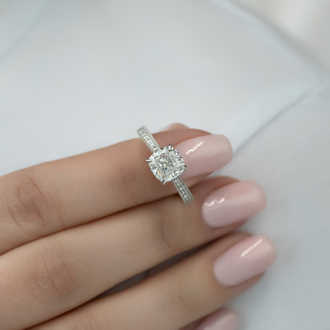 The Josephine Cushion Lab Diamond Moissanite Engagement Ring