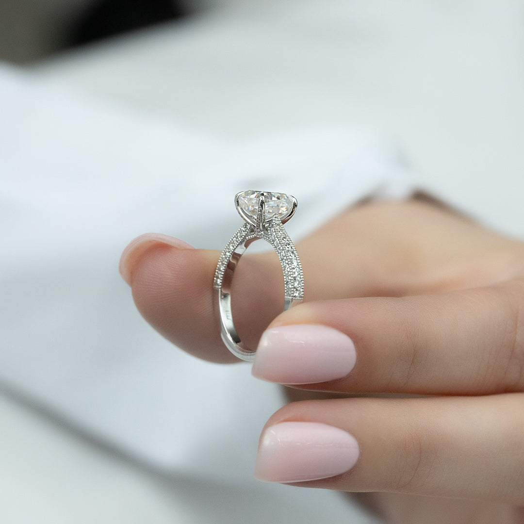 The Josephine Cushion Lab Diamond Moissanite Engagement Ring