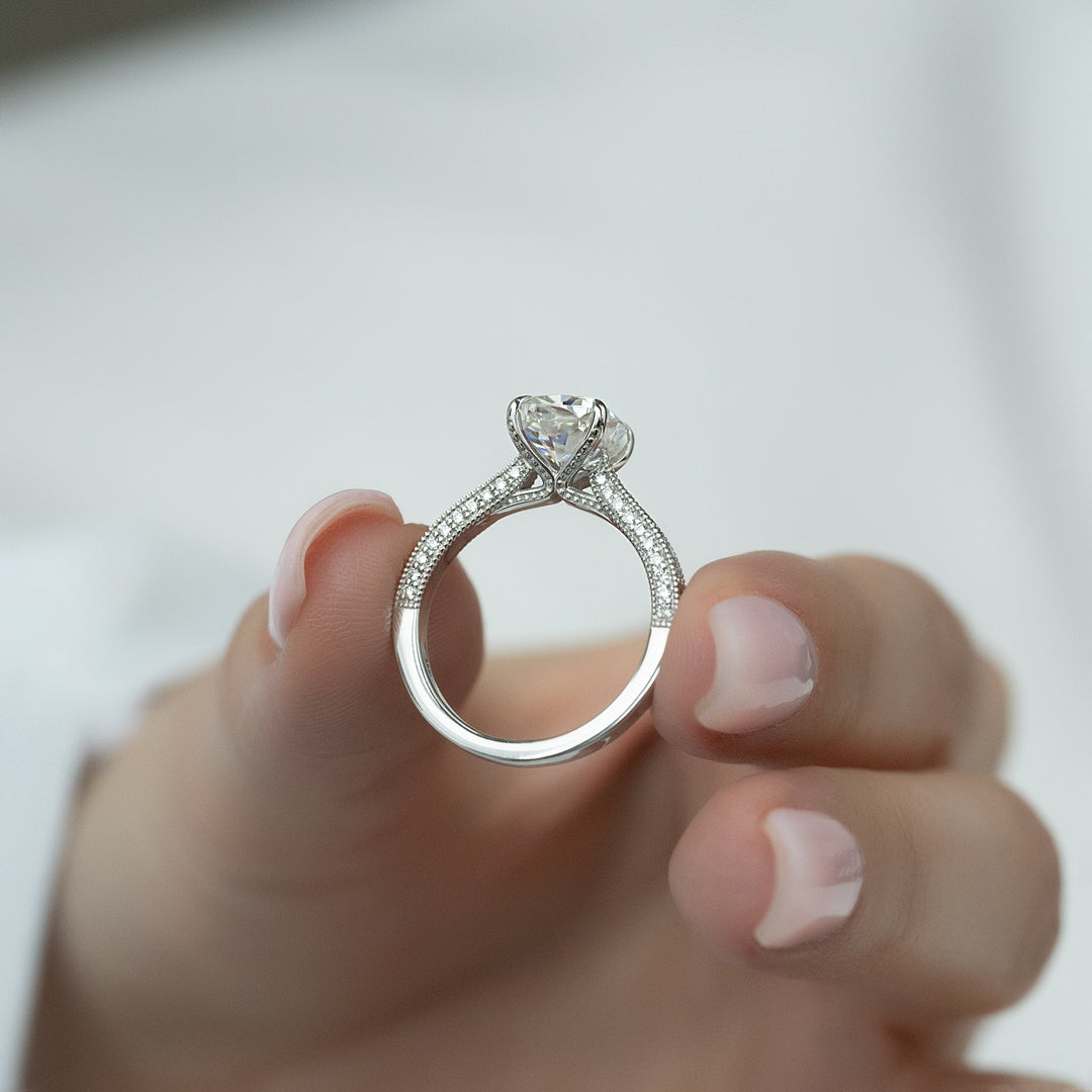 The Josephine Cushion Lab Diamond Moissanite Engagement Ring