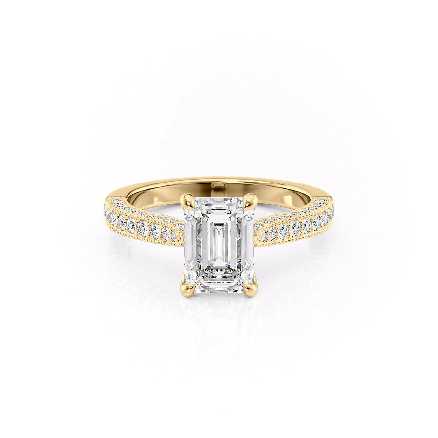 The Josephine Set With Emerald Vintage Moissanite#material_14k-gold